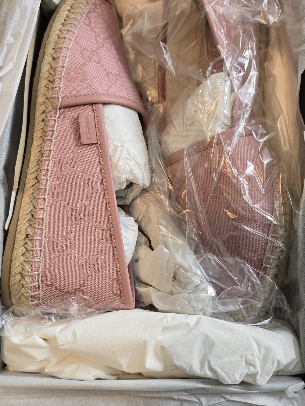 Gucci Pink GG Canvas Espadrille Flats
